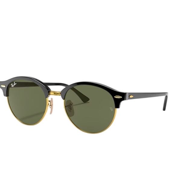 NWT Ray-Ban Clubround RB4246 Black Gold  Green Lens 49mm Unisex Sunglasses Italy main image 14